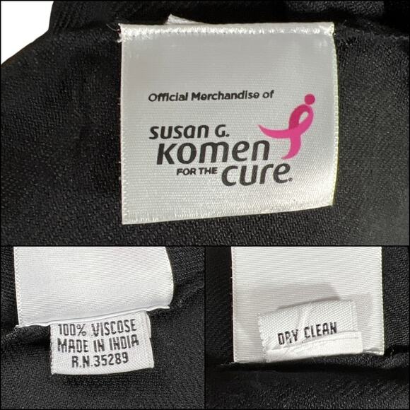 Susan G Komen Breast Cancer Black Scarf Pink Rhinestone Ribbon L 70" X W 28.5" - Picture 13 of 15